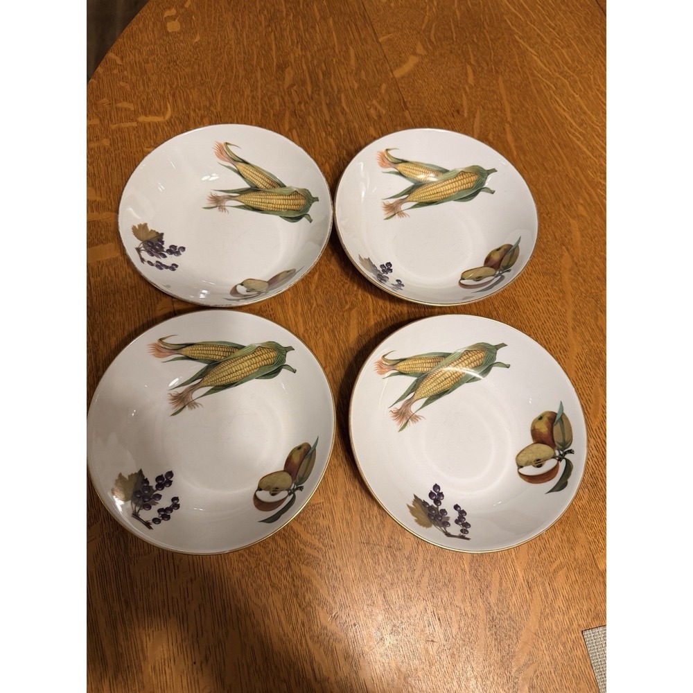 Royal Worcester Evesham Gold Set Of 4 Bowls 6 7/8" Excellent